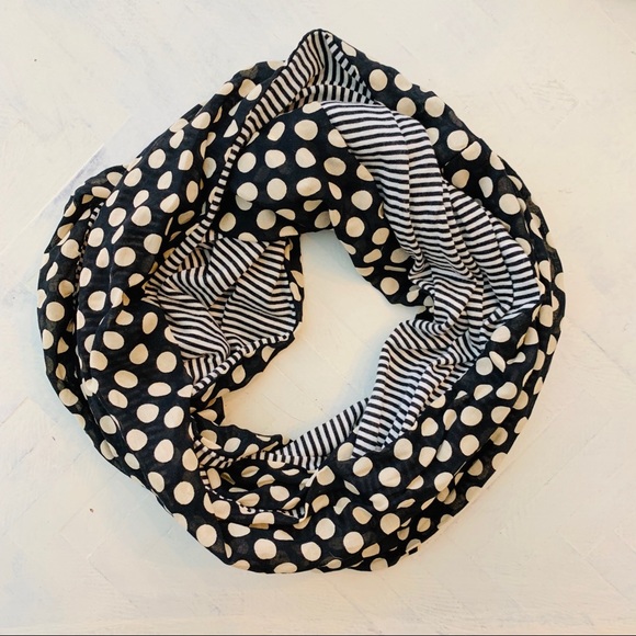 Accessories - Striped and polka dot knit infinity scarf EUC